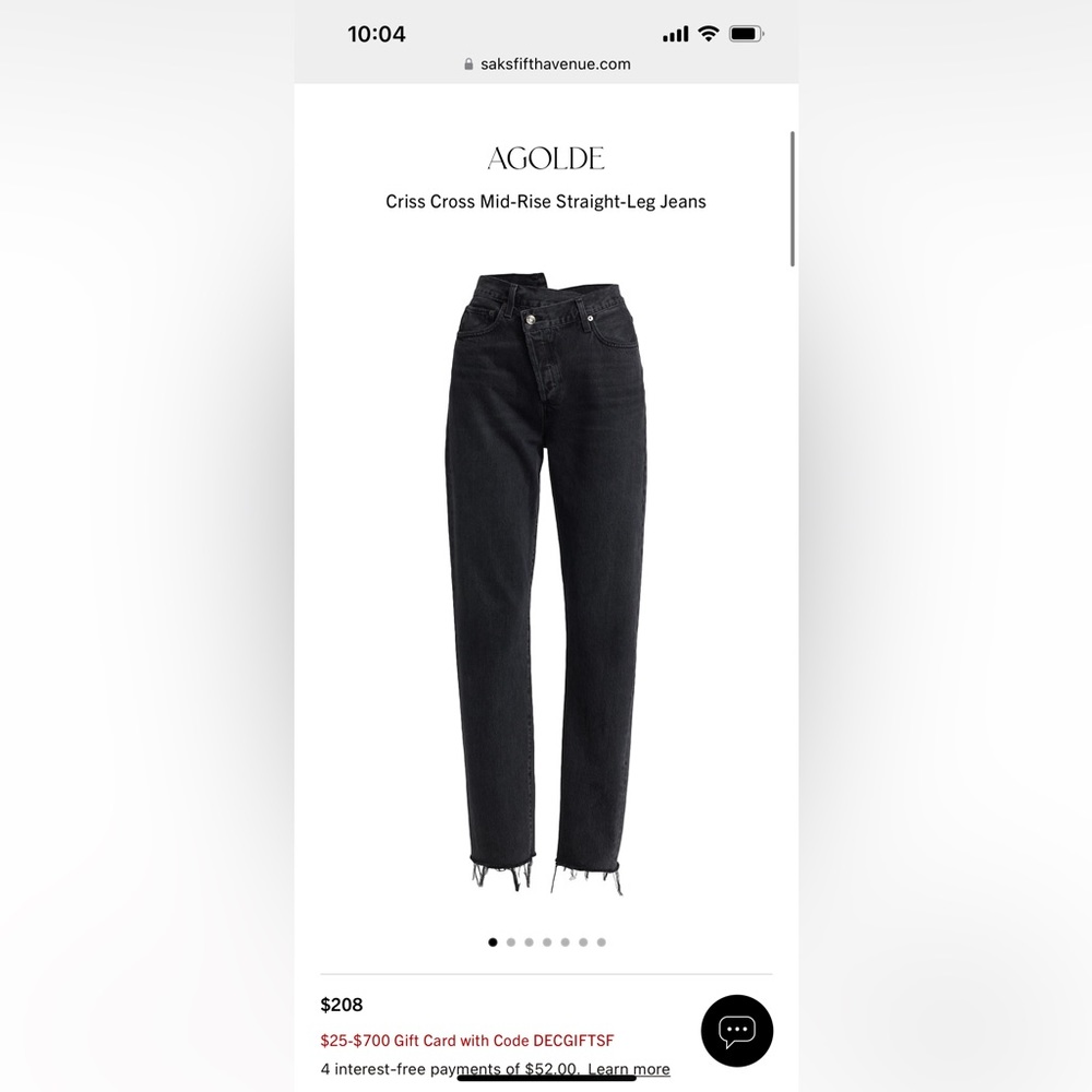 AGOLDE Black Criss Cross Straight Jean